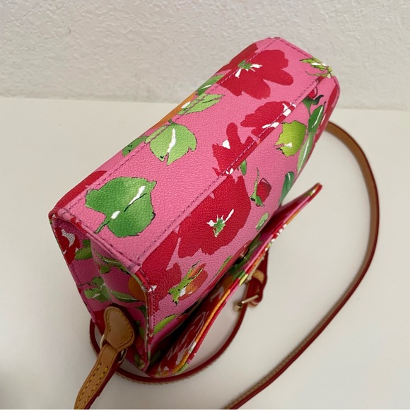 Dooney & Bourke 🌸 Pink Floral, Letter Carrier Leather Crossbody bag 🌸 - Picture 9 of 16